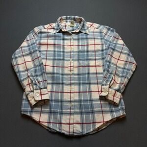 Eddie Bauer Plaid Flannel Shirt Blue Red Outdoor Button Up XS
